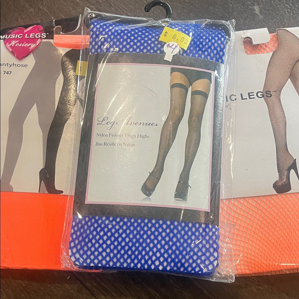 Leg Avenue Vibrant Blue and Orange Fishnet Stockings